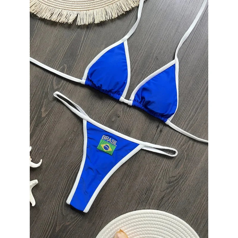 Brazil Flag Embroidered Bikini Set