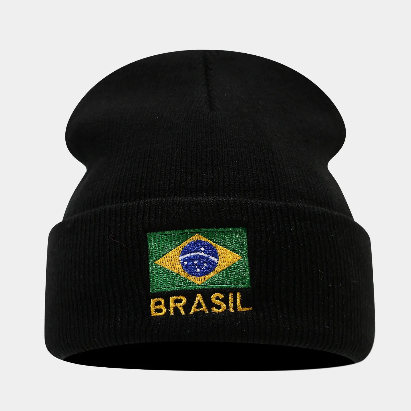 Brazil Flag Beanie – Embroidered Knit Hat