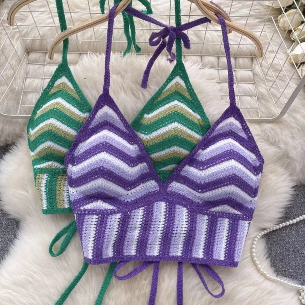 Bohemian Crochet Halter Top – Backless Summer Style