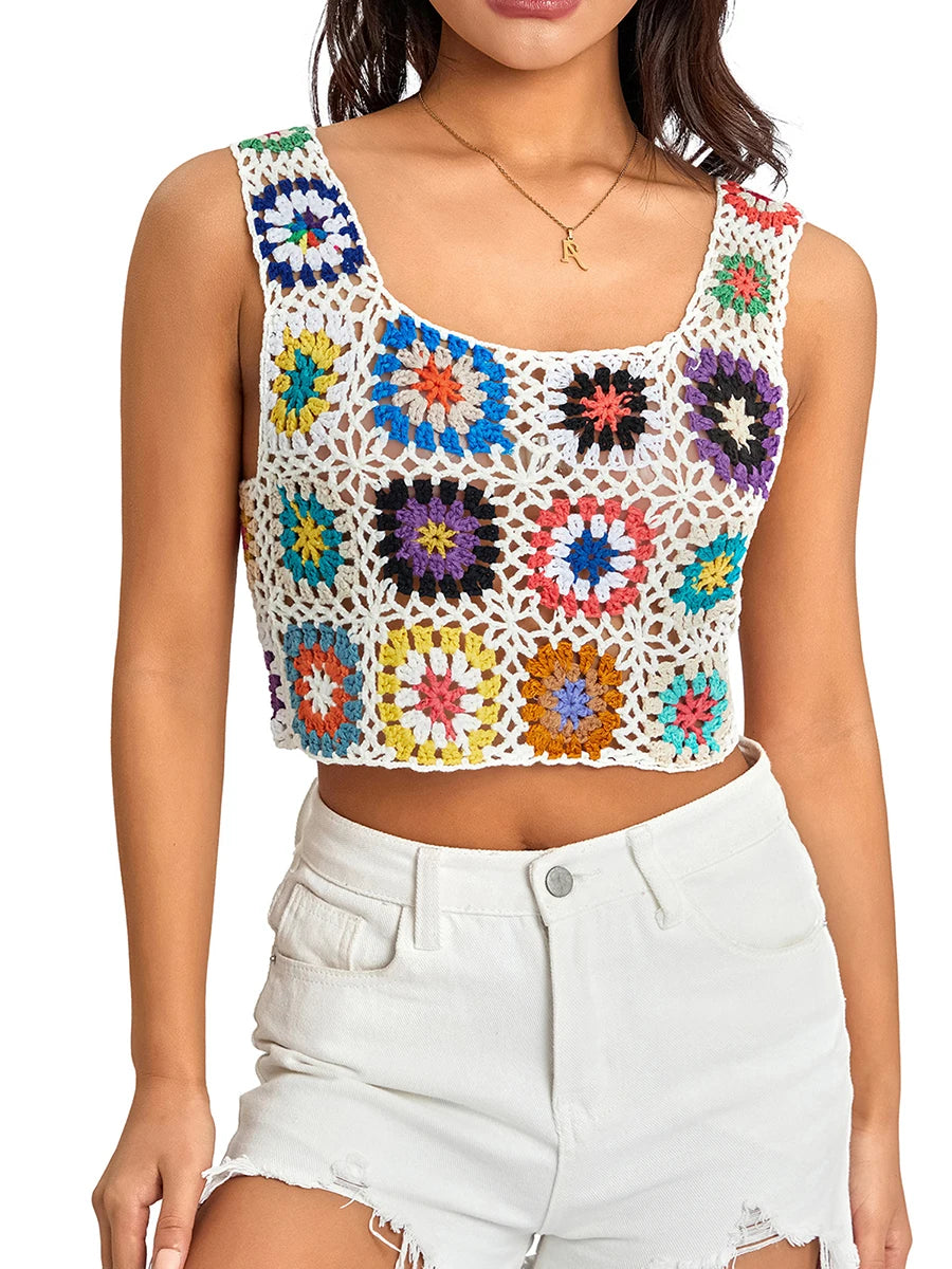 Colorful Crochet Tank Top – Summer Knitwear