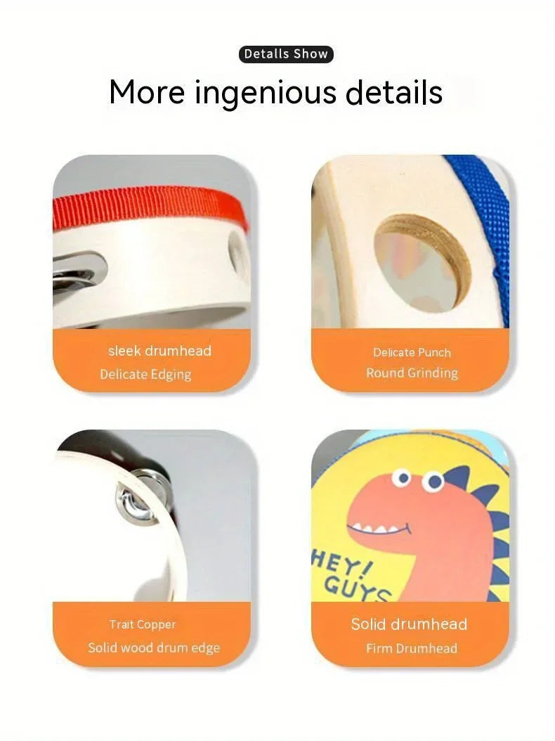 Brazilian Rhythm Wooden Tambourine – Cute Cartoon Percussion Instrument