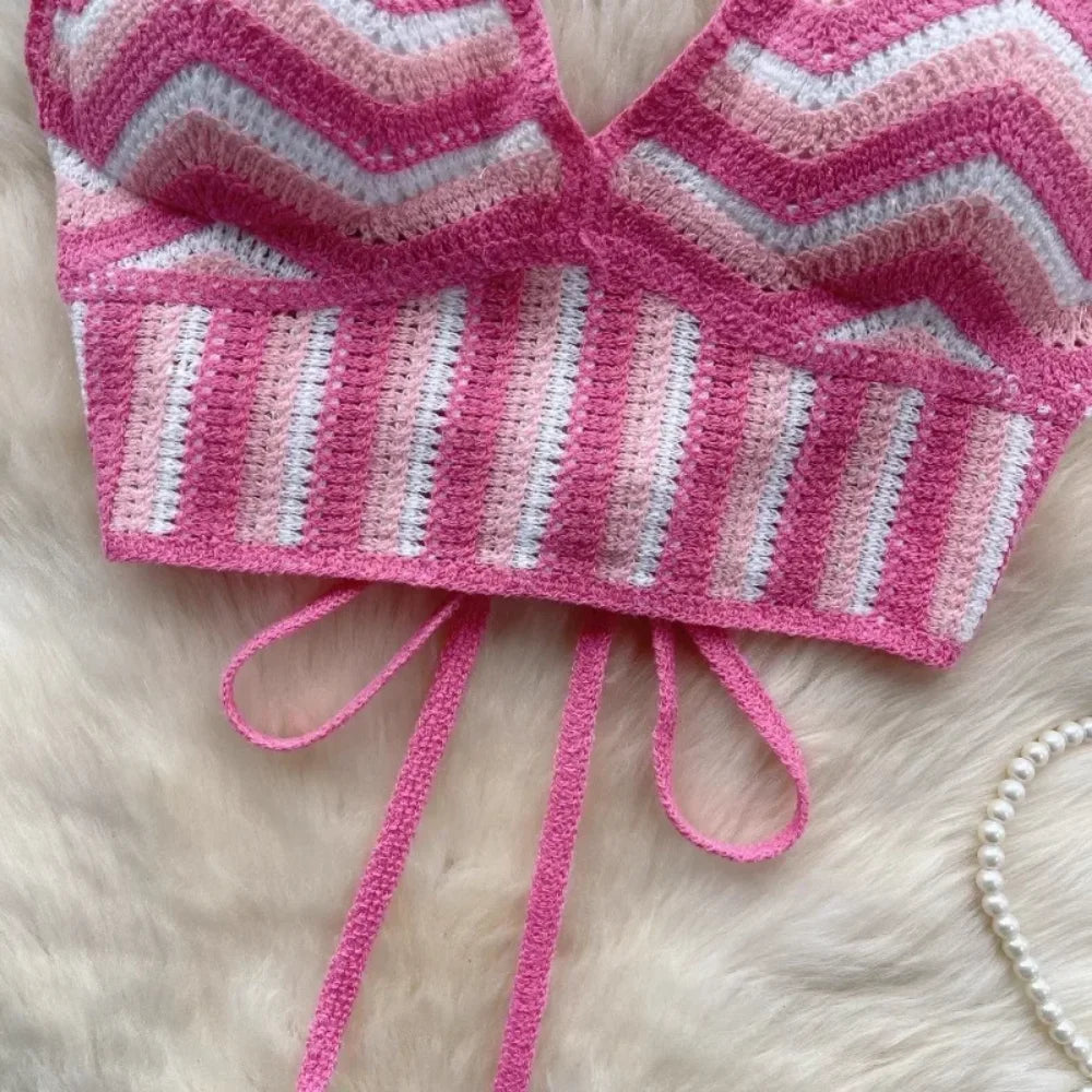 Bohemian Crochet Halter Top – Backless Summer Style