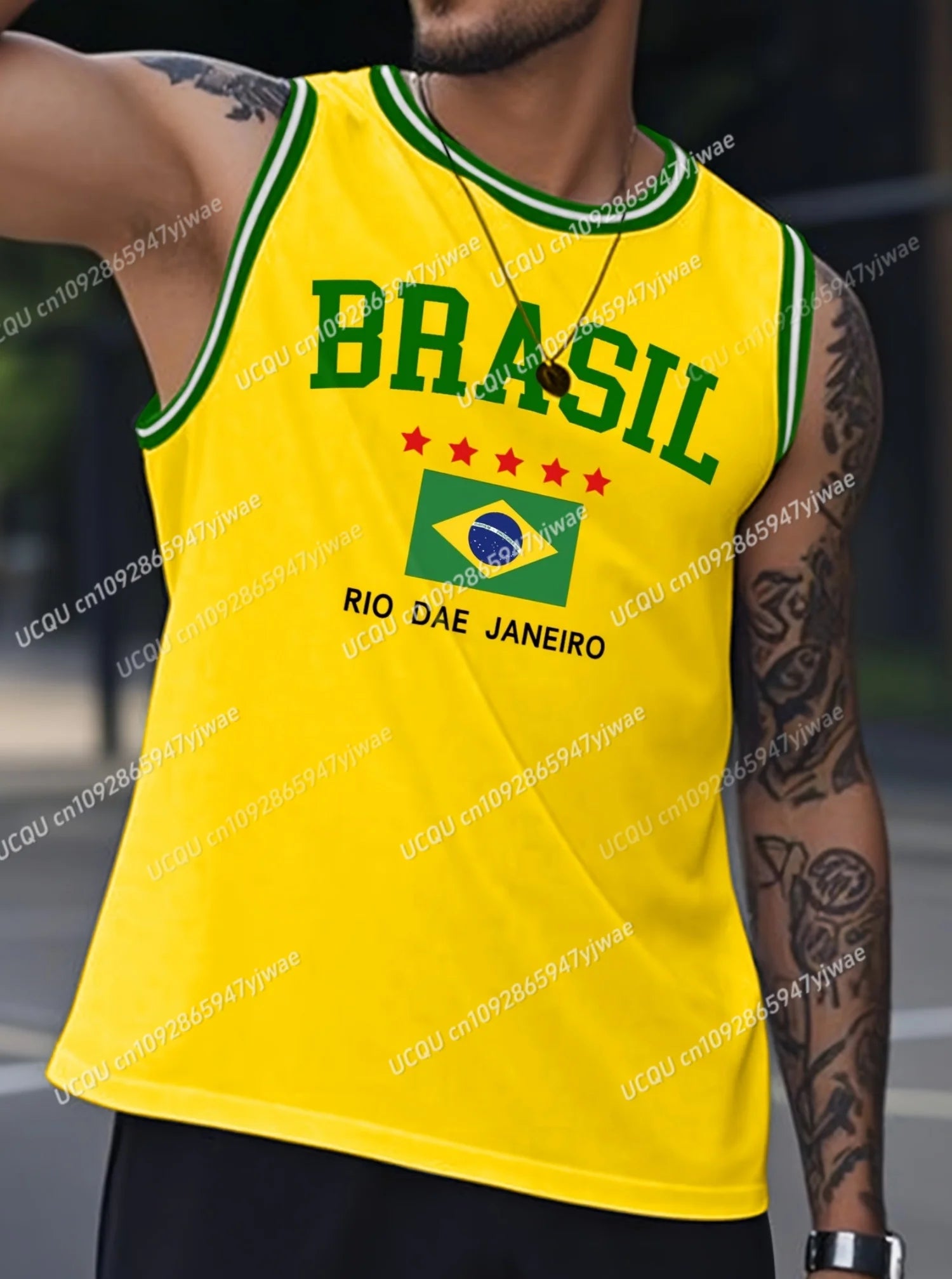 Brazil Yellow Basketball Tank Top