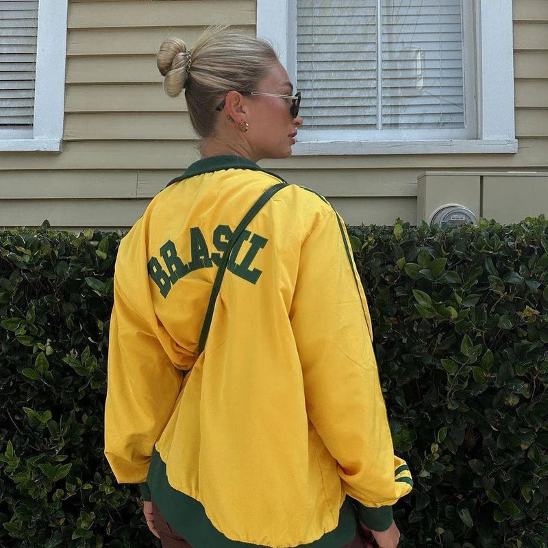 Brazilian Yellow Y2K Zip Hoodie