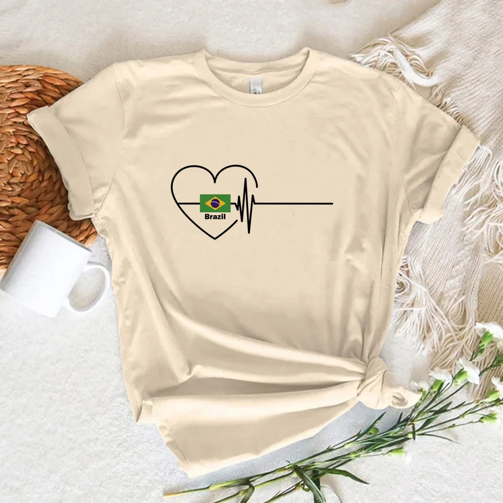 Women T-shirts   Brazil T-shirts Women Y2K Graphic Funny Tee Female Harajuku Clothes