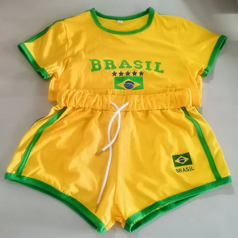 Brazil Y2K Baby Tee & Shorts Set