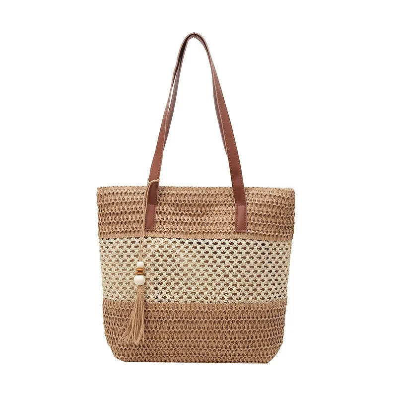Large Straw Woven Tote Bag – Luxury Summer Beach Bag