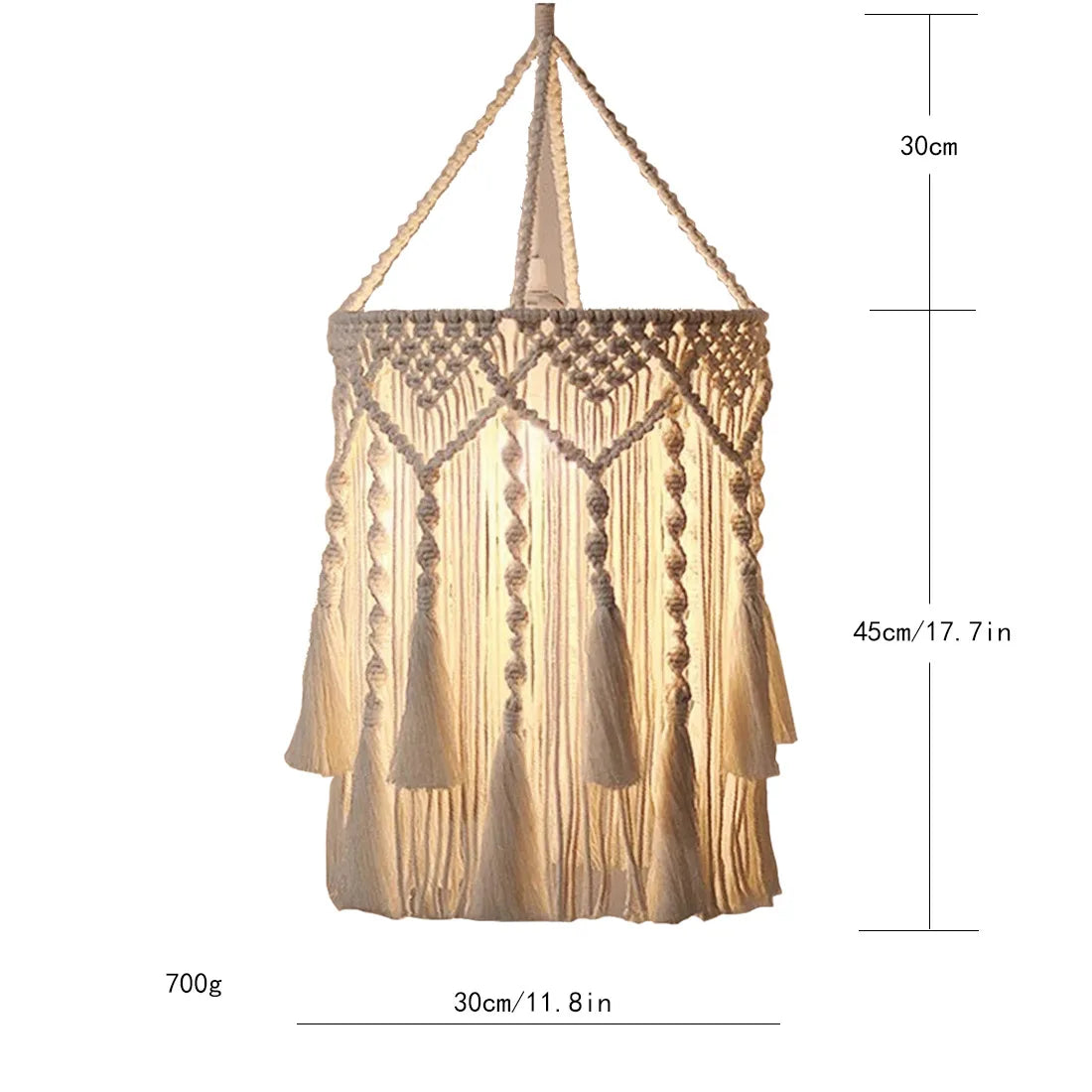 Handmade Macramé Lamp Shade – Boho Hanging Light Cover