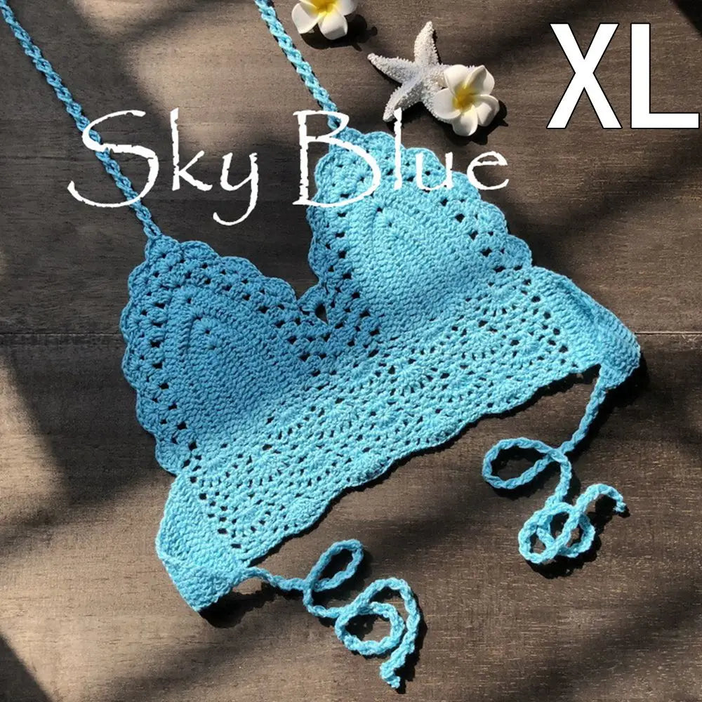 Crochet Halter Crop Top – Boho Beach Bralette