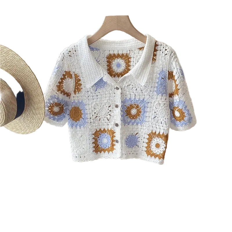 Granny Square Crochet Crop Cardigan – Summer Boho Top