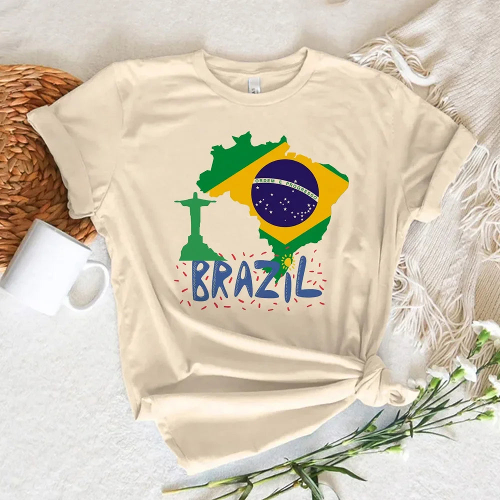 Women T-shirts   Brazil T-shirts Women Y2K Graphic Funny Tee Female Harajuku Clothes