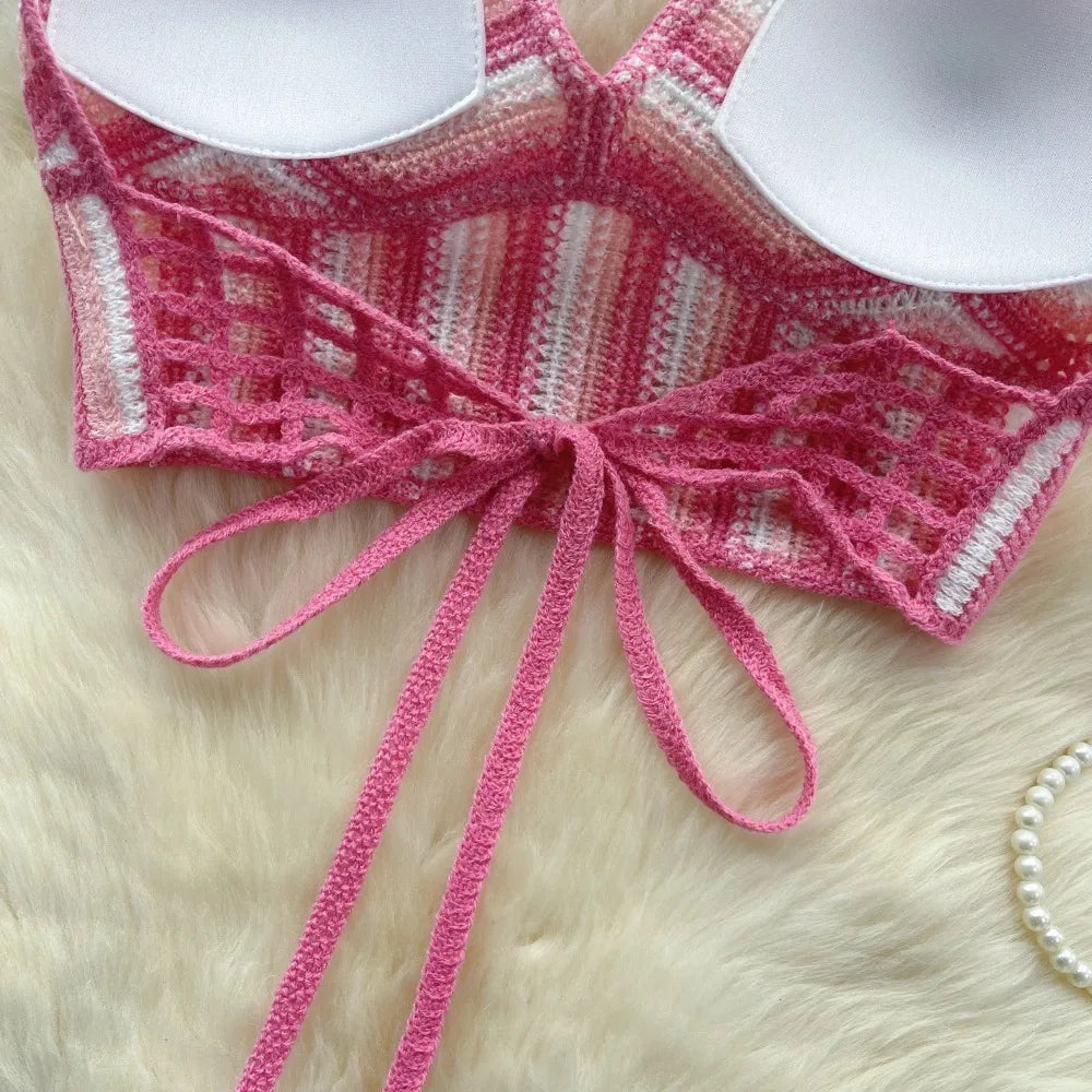 Bohemian Crochet Halter Top – Backless Summer Style