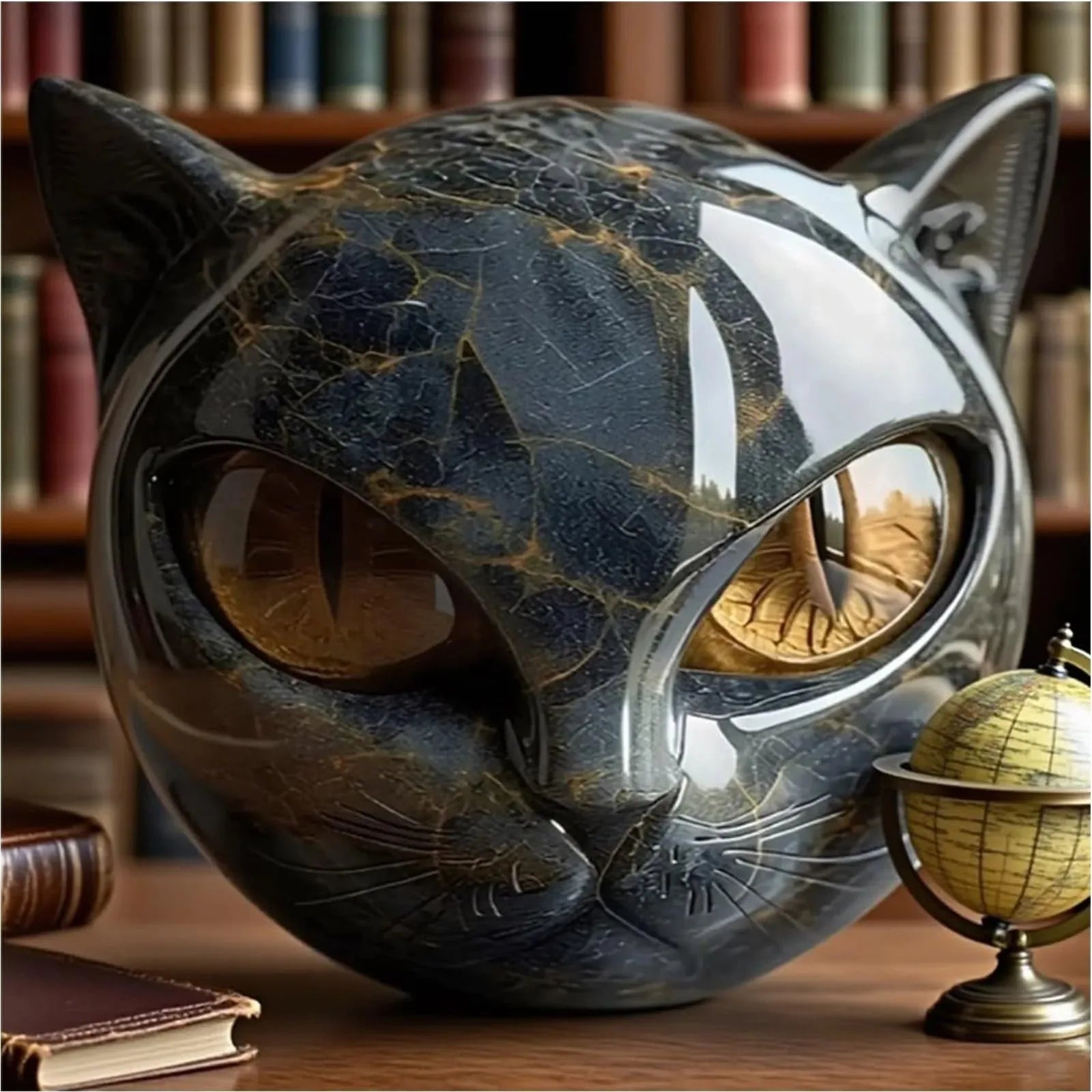 Black Cat Stone Decor
