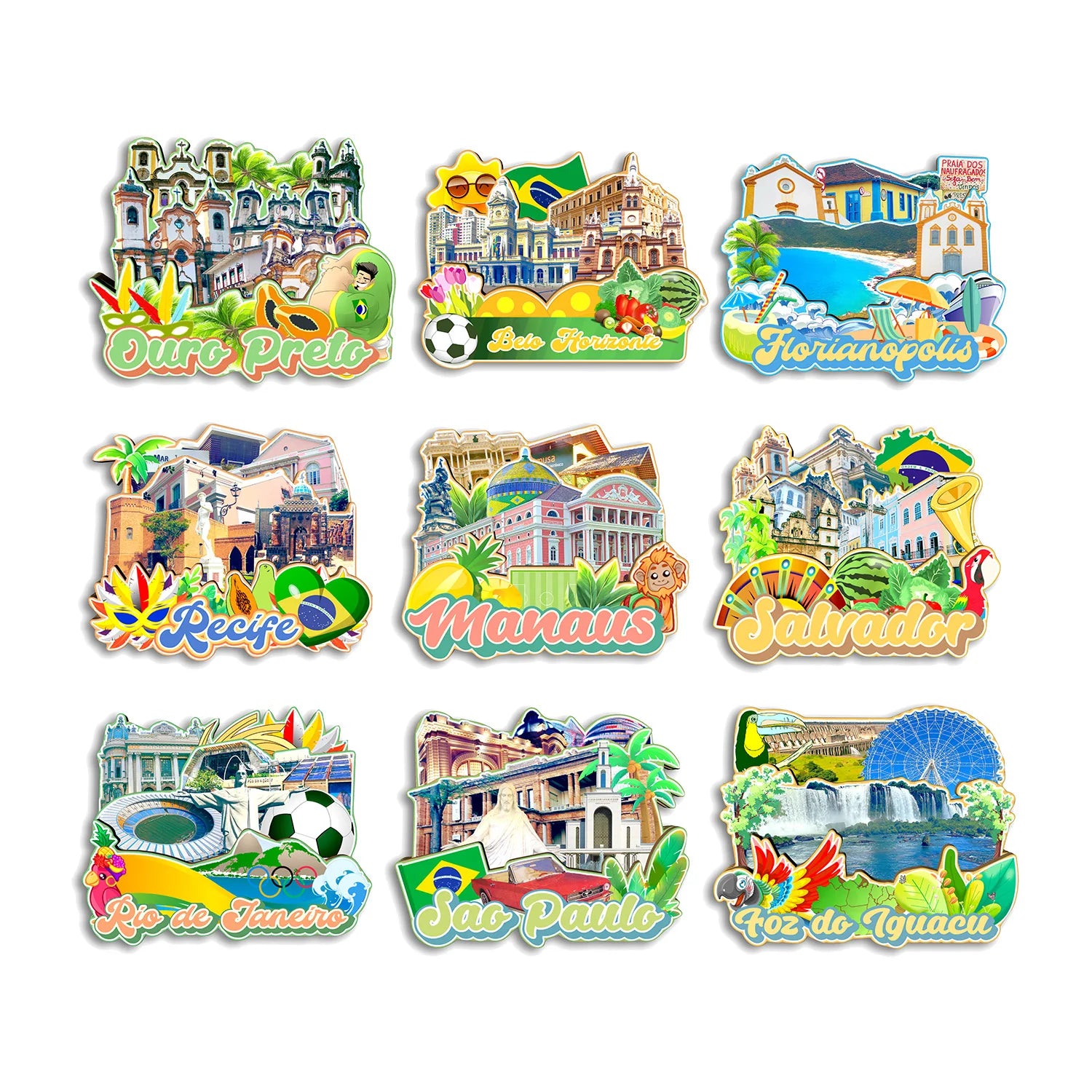 Brazil City Fridge Magnets – Travel Souvenir (Handmade)