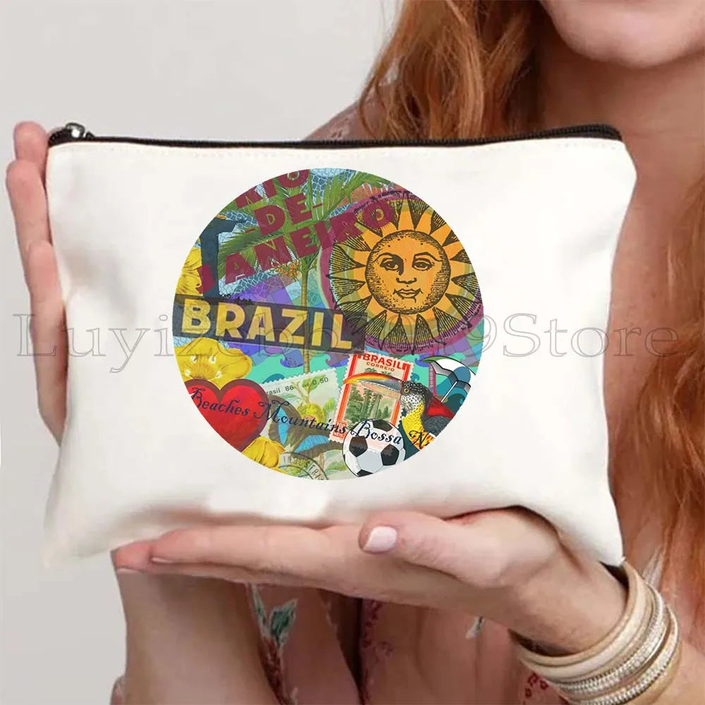 Brazil Canvas Zipper Pouch – Rio de Janeiro Design