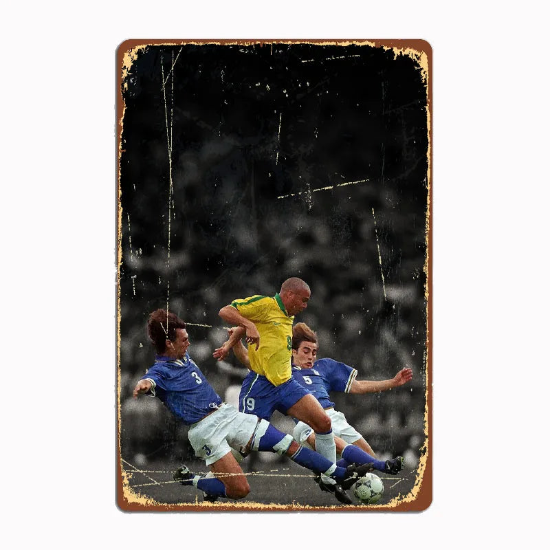 R9 Ronaldo Brazil Retro Metal Sign – Football Wall Art