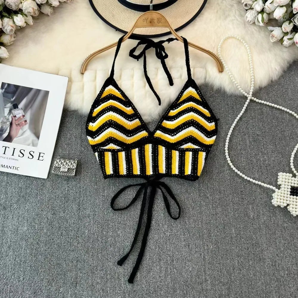 Bohemian Crochet Halter Top – Backless Summer Style