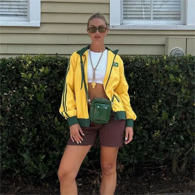 Brazilian Yellow Y2K Zip Hoodie