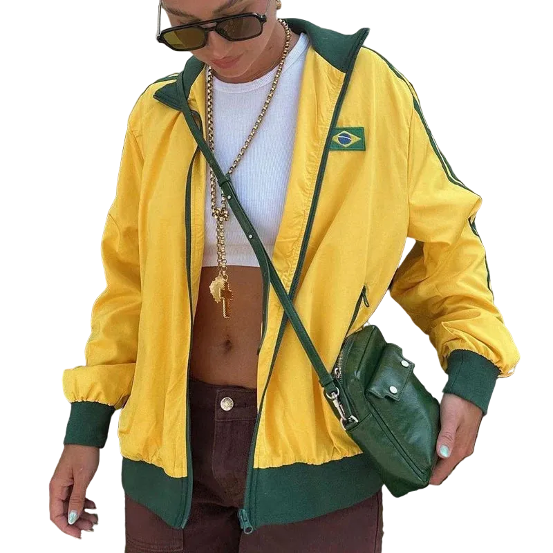 Brazilian Yellow Y2K Zip Hoodie