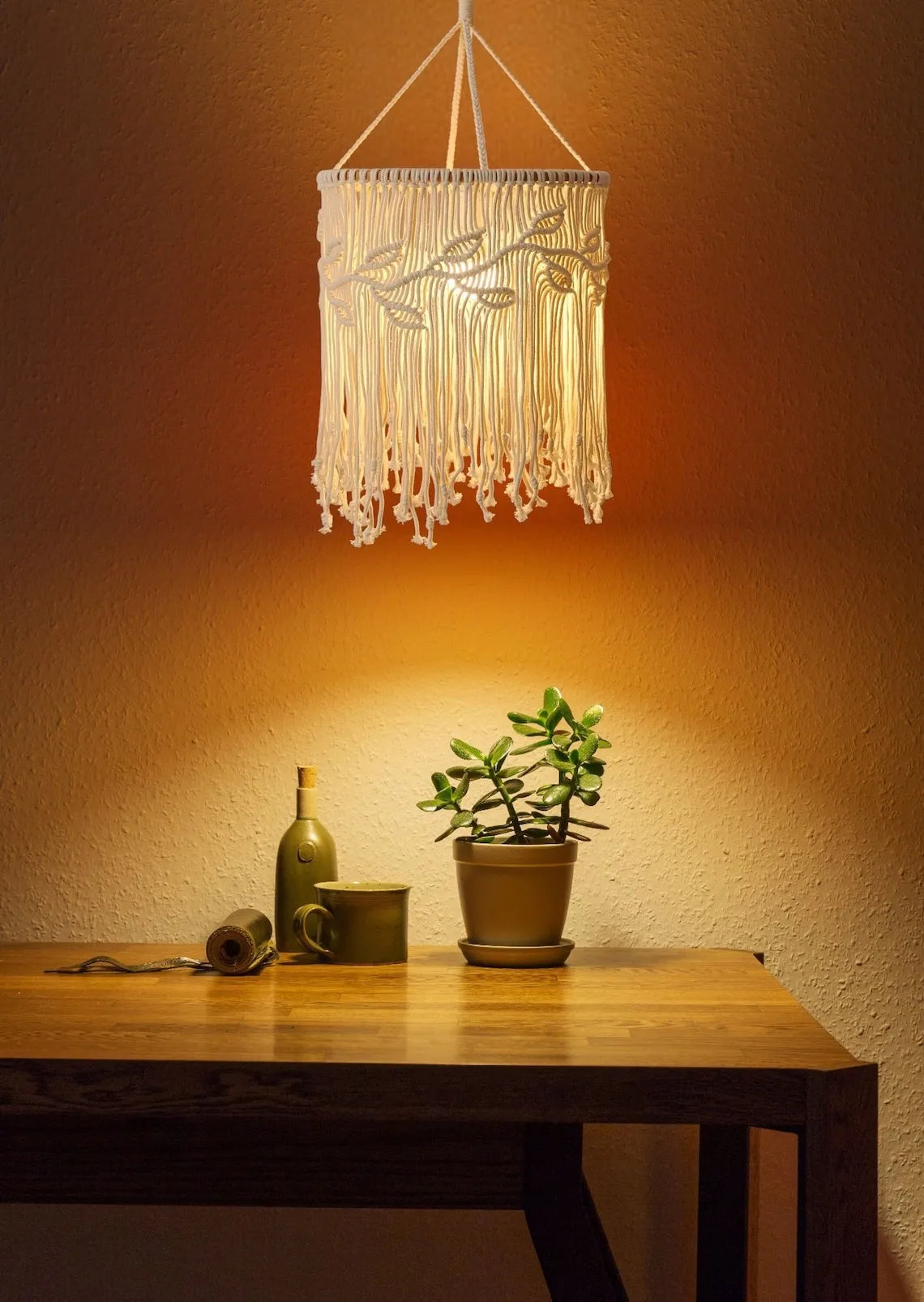 Handmade Macramé Lamp Shade – Boho Hanging Light Cover
