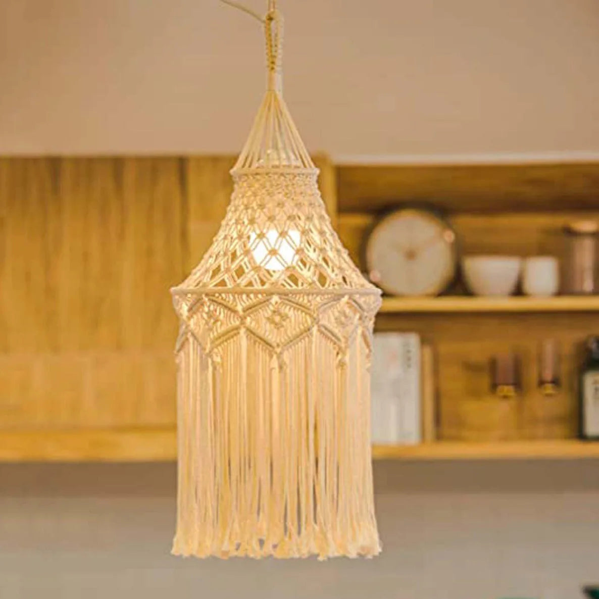 Macramé Hanging Lamp Shade – Nordic Boho Decor