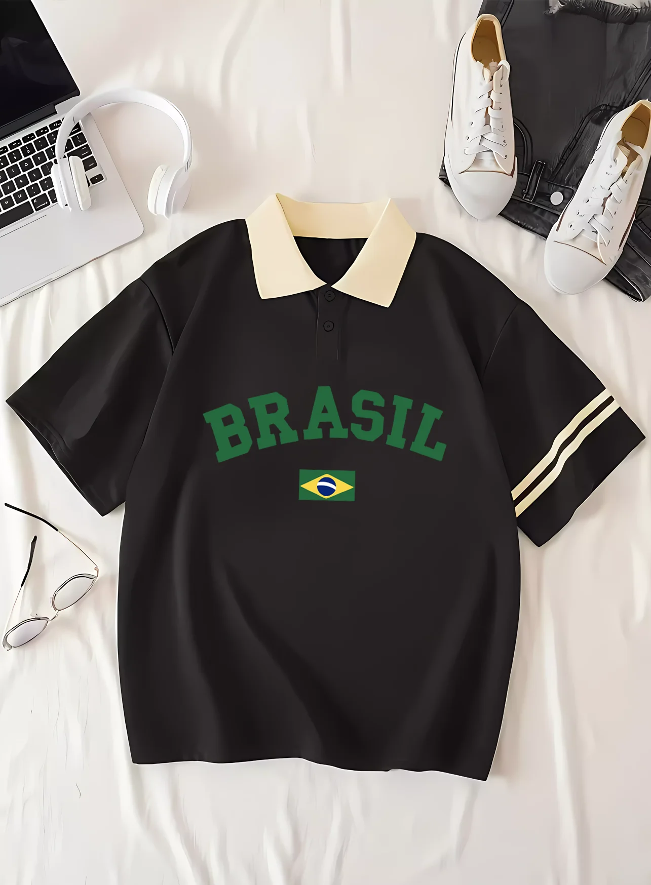 Brazilian Flag Polo Shirt – Women’s Summer Casual