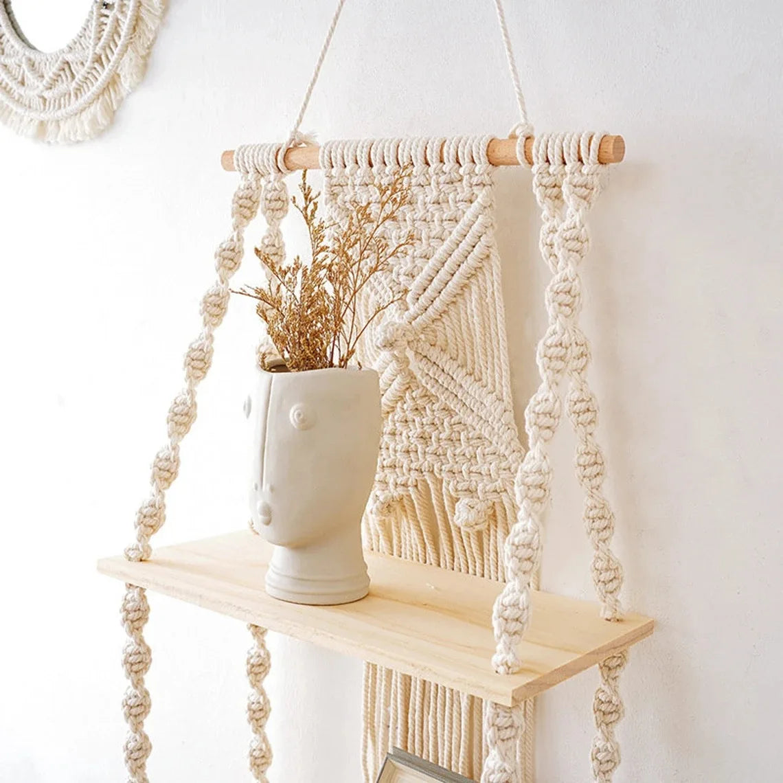Macramé Wall Hanging Shelf – Boho Home Decor