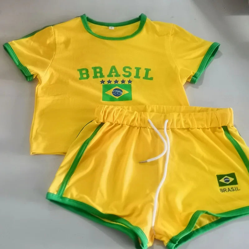 Brazil Y2K Baby Tee & Shorts Set