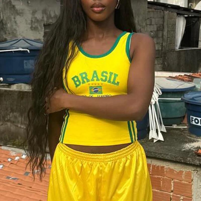 Brazil Y2K Knitted Crop Tank