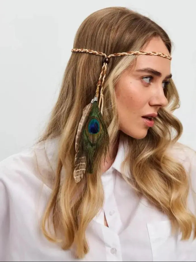 Boho Feather Headband – Hippie Gypsy Hair Accessory