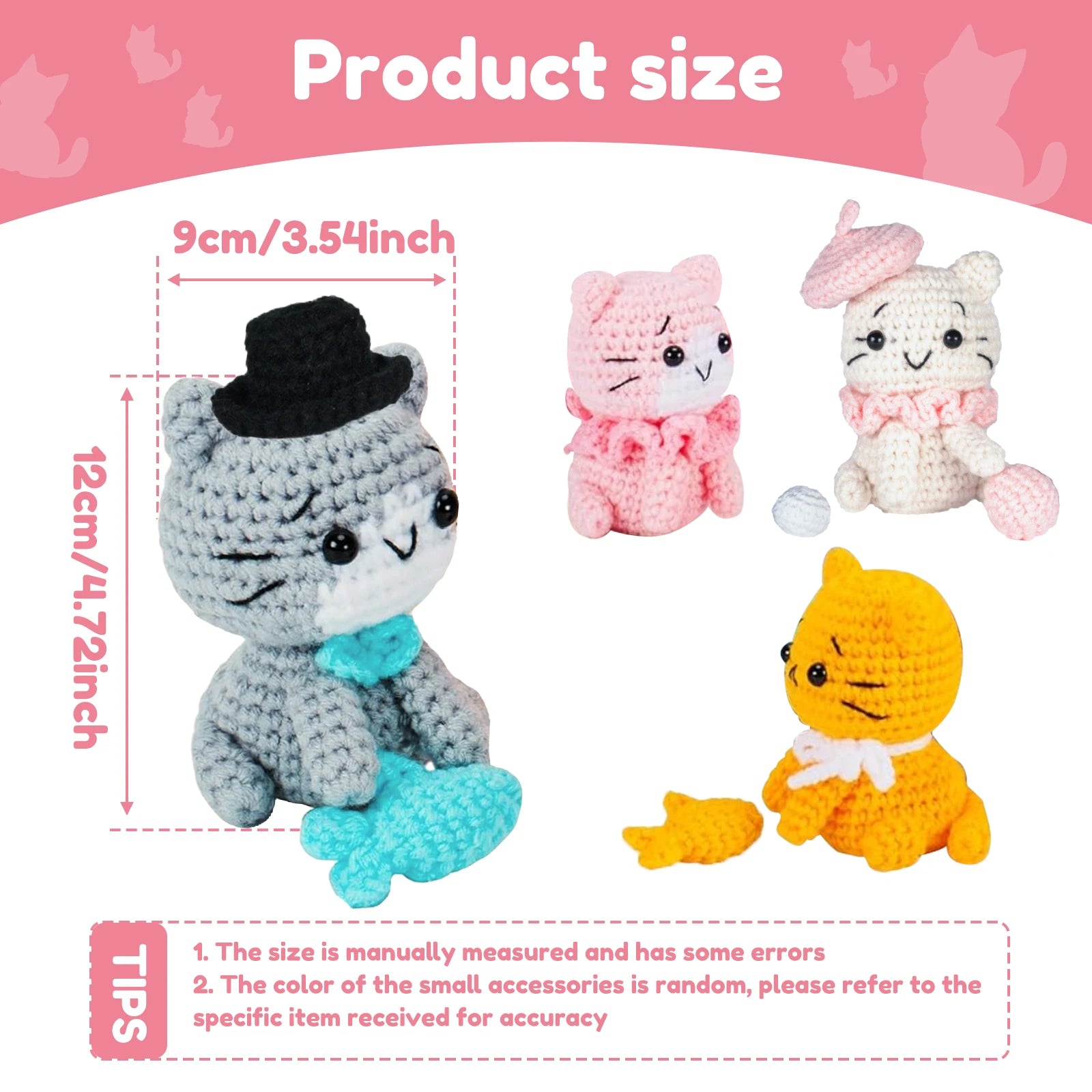 Beginner Crochet Kit – DIY Cat Craft Set (4PCS)