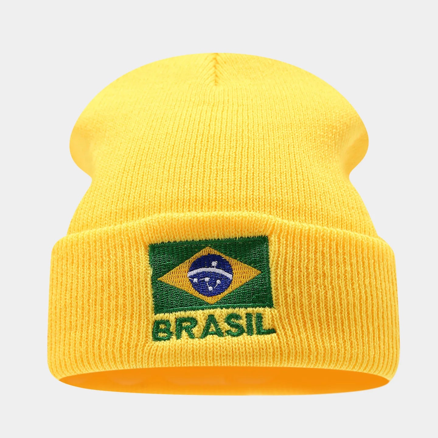 Brazil Flag Beanie – Embroidered Knit Hat