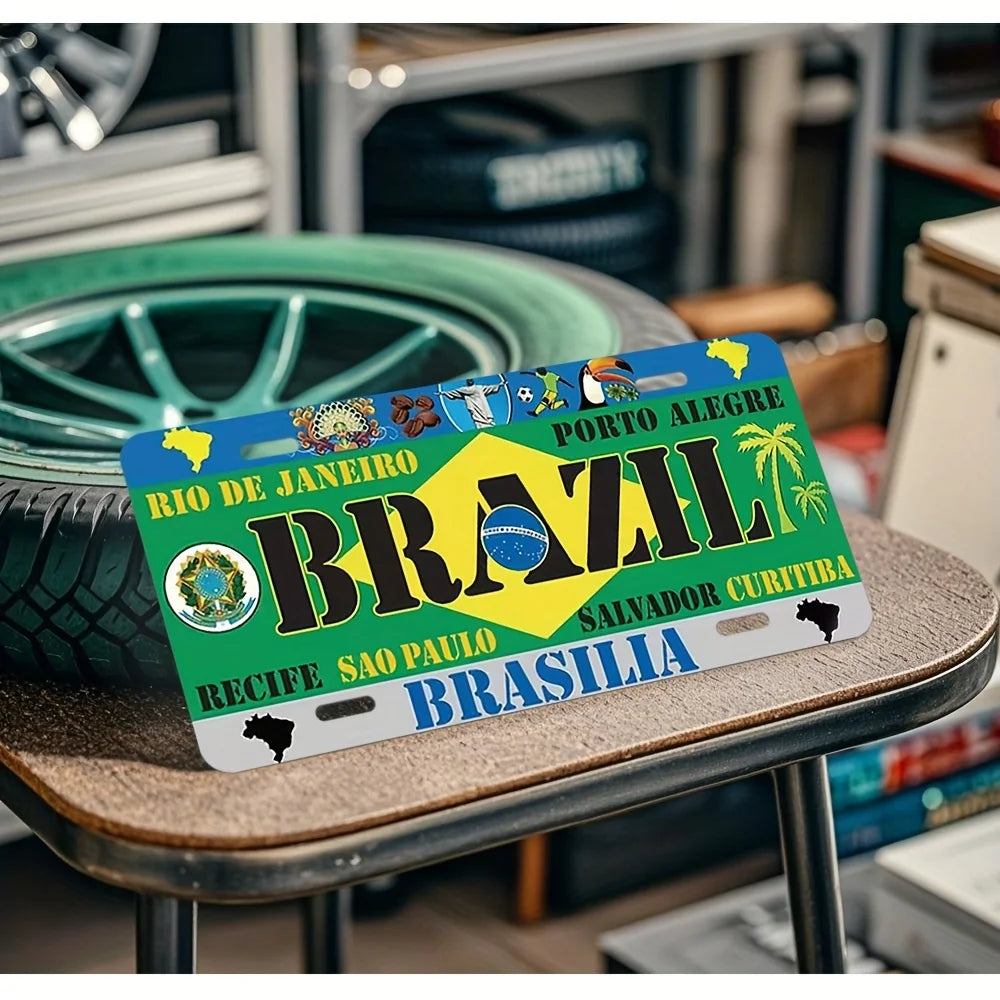 Brazil Aluminum License Plate Sign – Retro Design