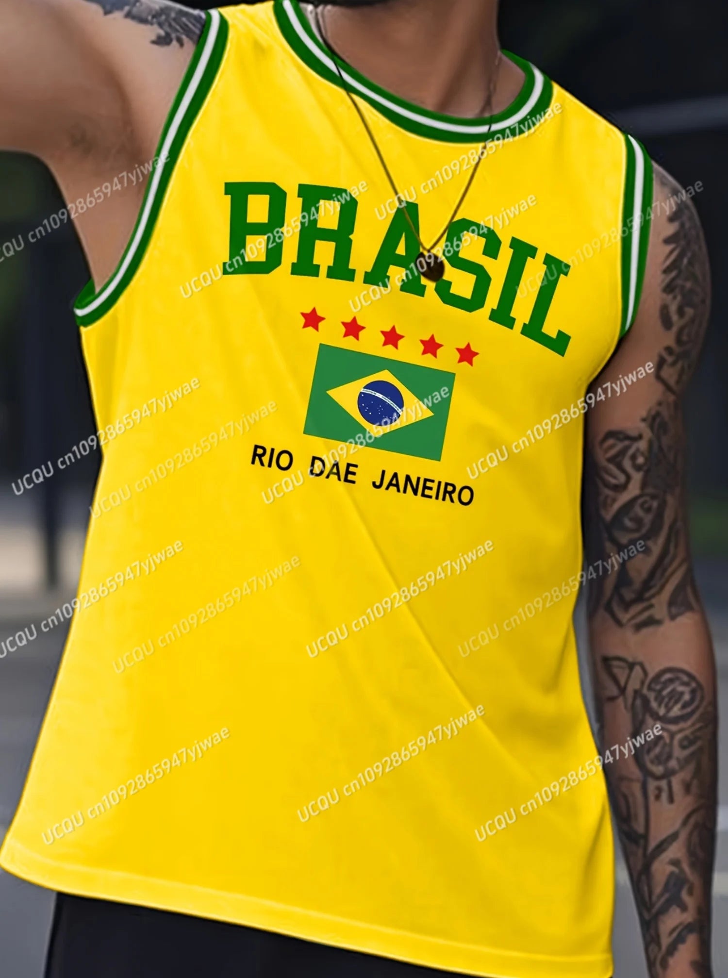 Brazil Yellow Basketball Tank Top