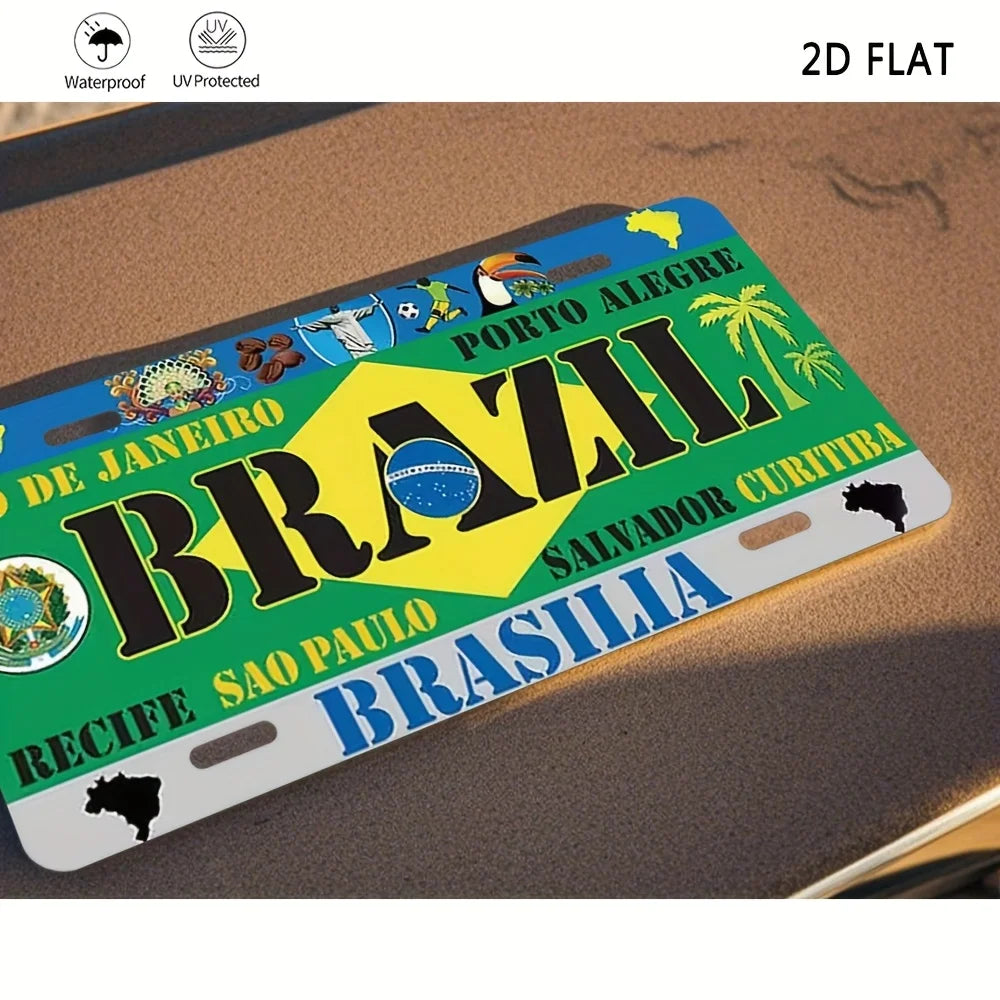 Brazil Aluminum License Plate Sign – Retro Design