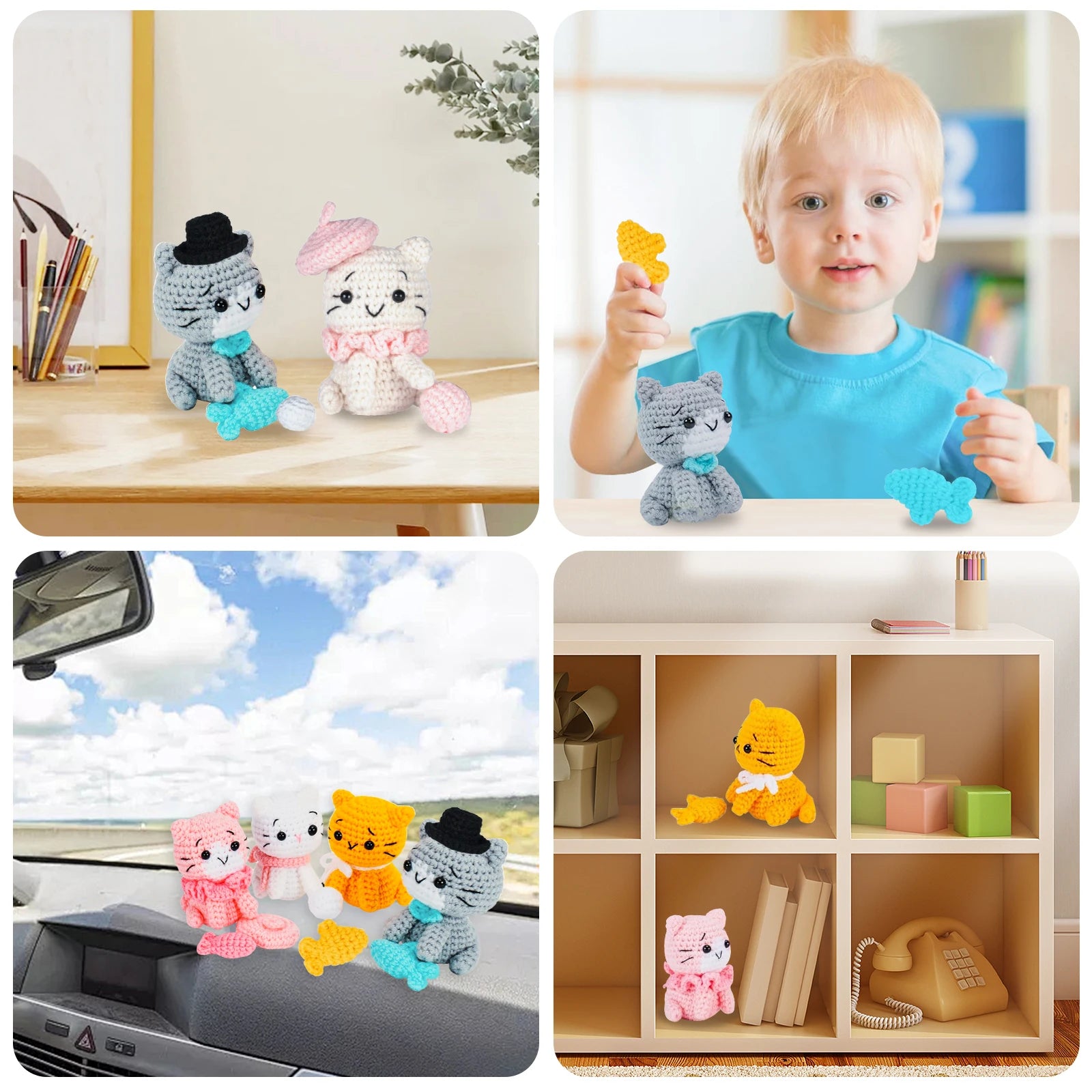 Beginner Crochet Kit – DIY Cat Craft Set (4PCS)