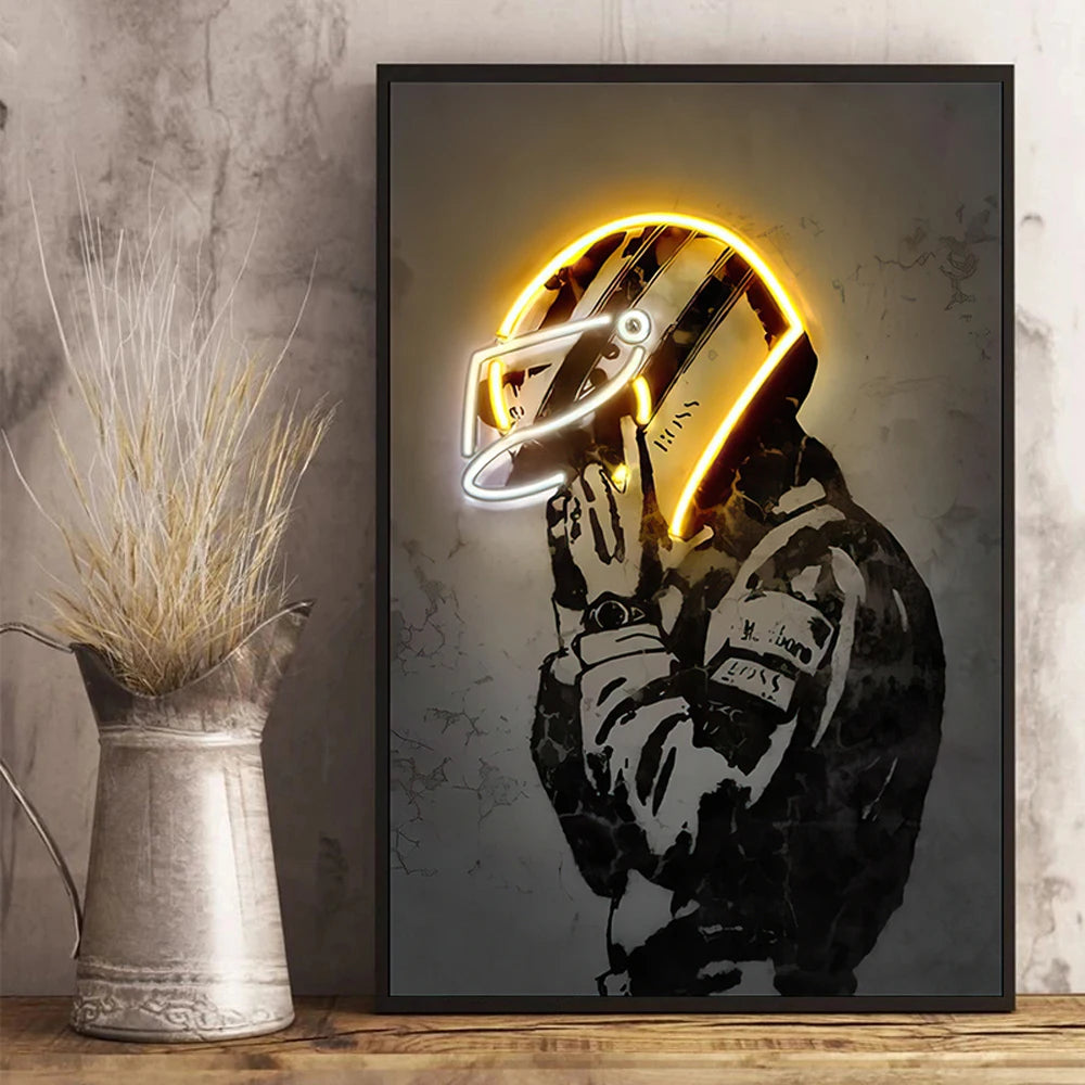 Neon Ayrton Senna F1 Poster