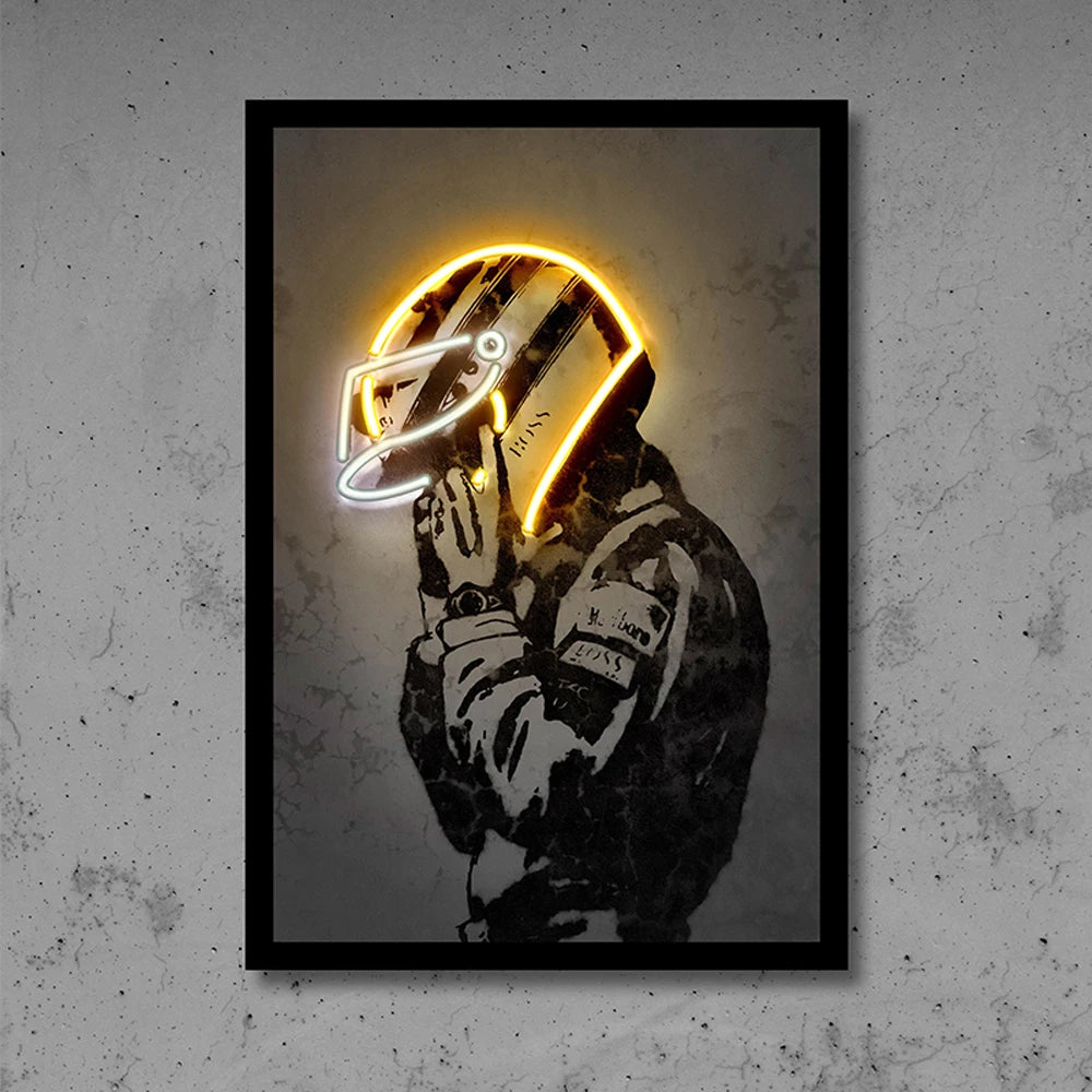 Neon Ayrton Senna F1 Poster