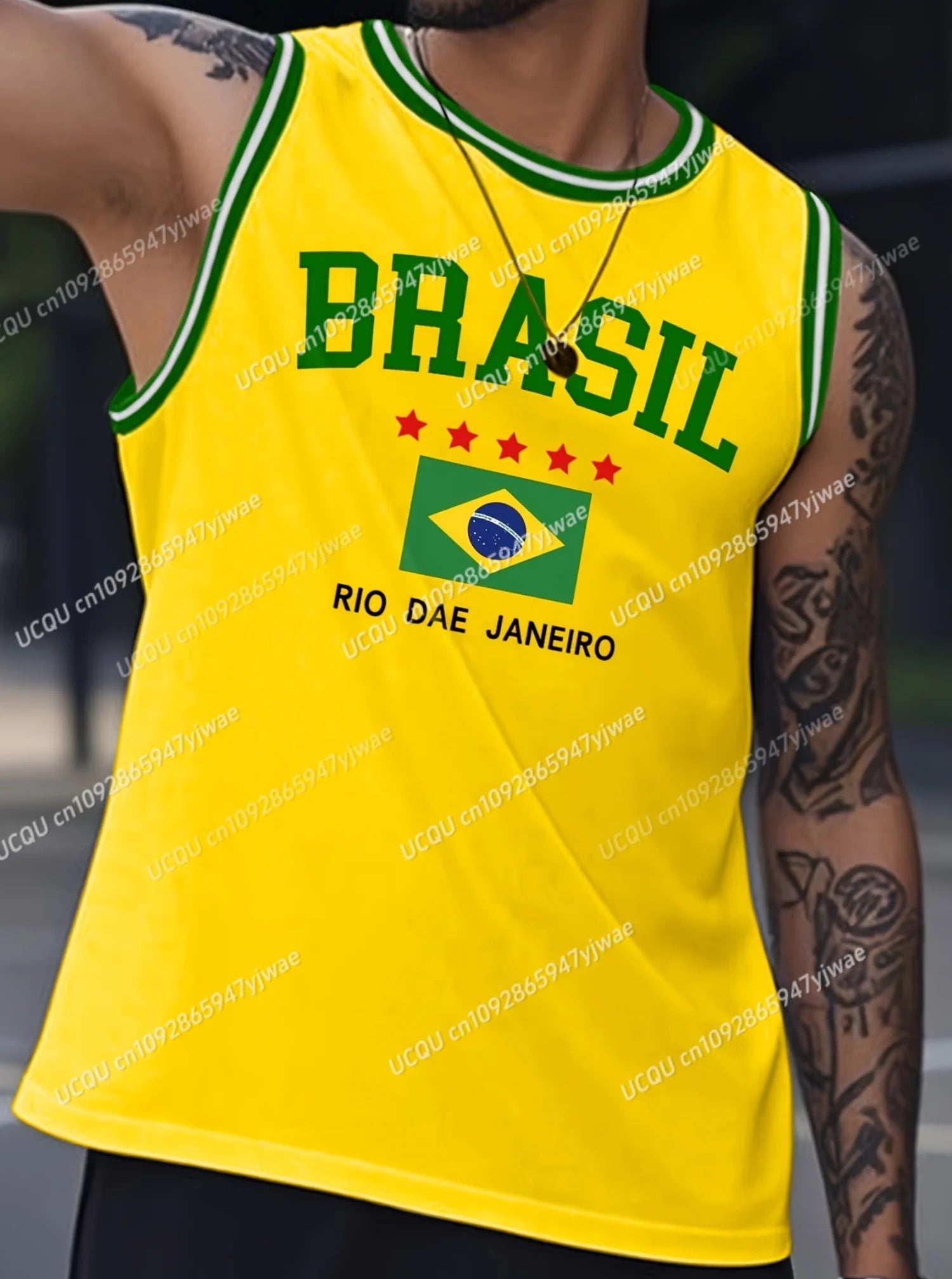 Brazil Yellow Basketball Tank Top