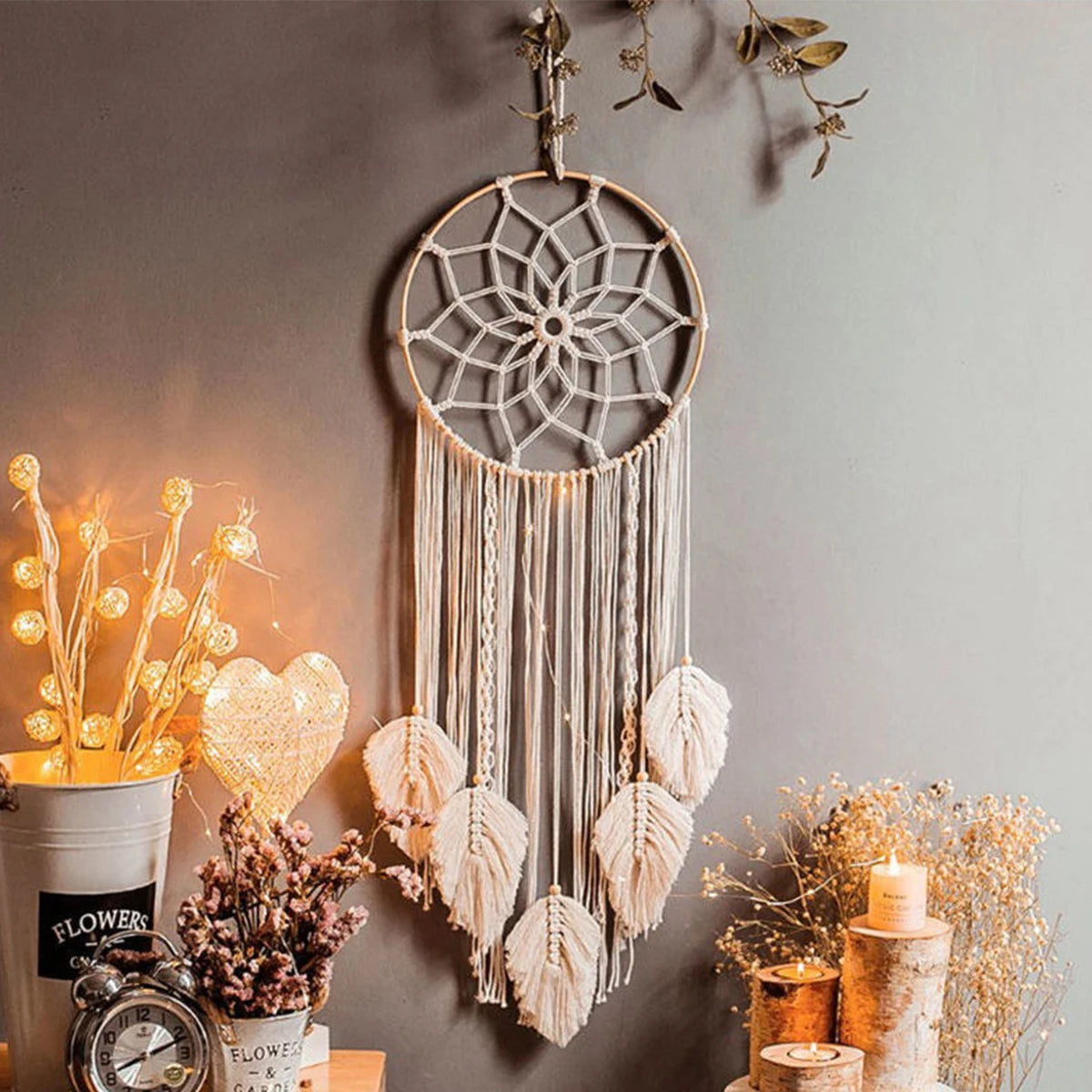 Macramé Dream Catcher – Boho Leaf Wall Decor