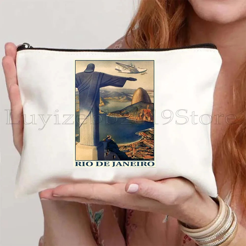Brazil Canvas Zipper Pouch – Rio de Janeiro Design