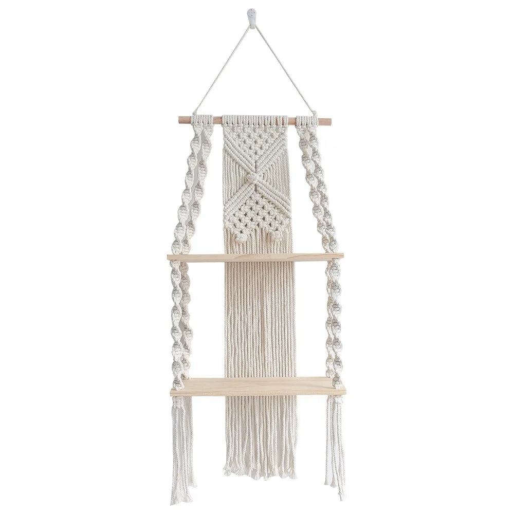 Macramé Wall Hanging Shelf – Boho Home Decor