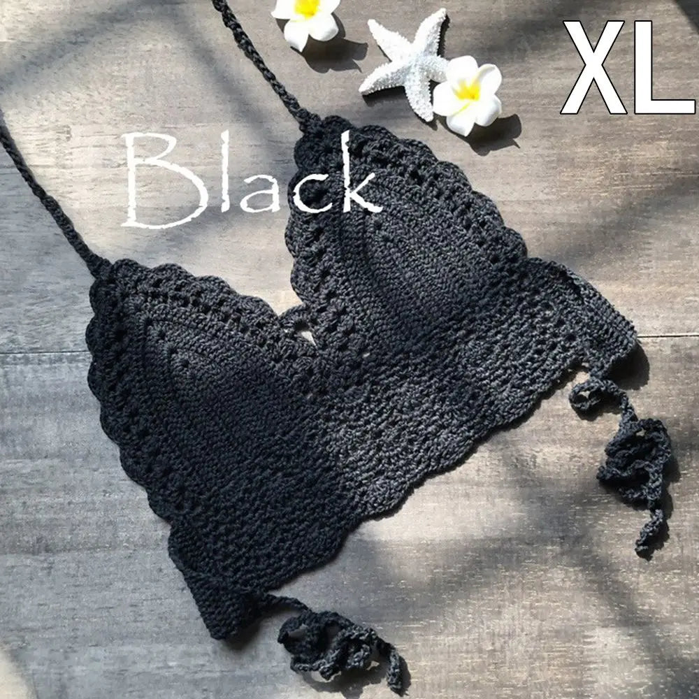 Crochet Halter Crop Top – Boho Beach Bralette