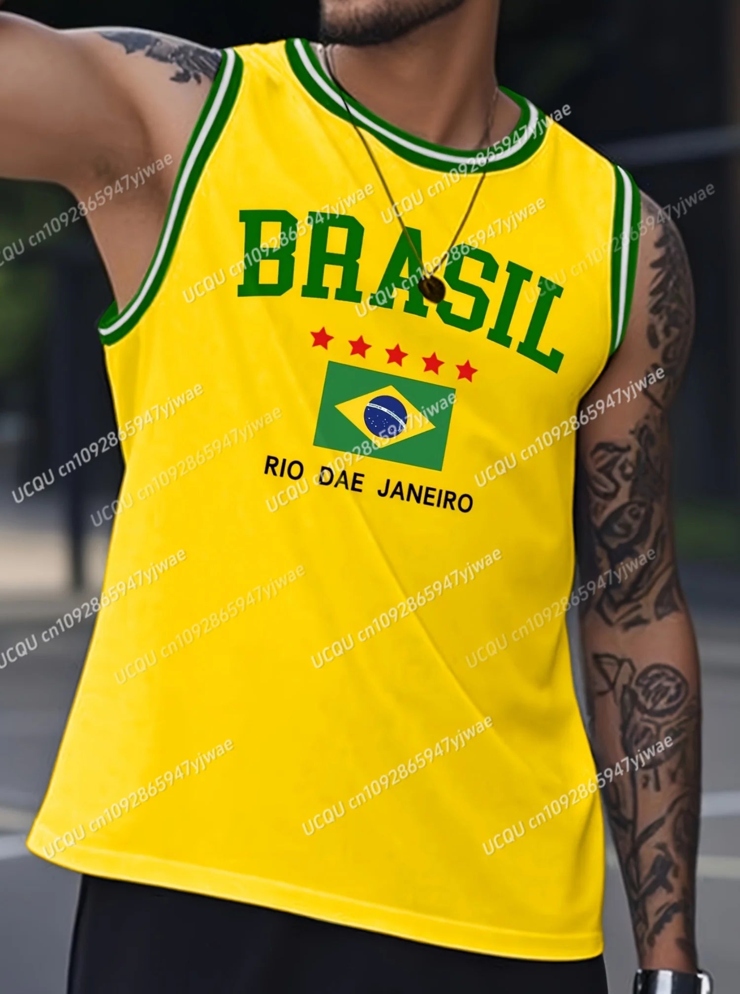 Brazil Yellow Basketball Tank Top