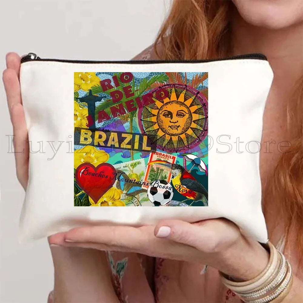Brazil Canvas Zipper Pouch – Rio de Janeiro Design
