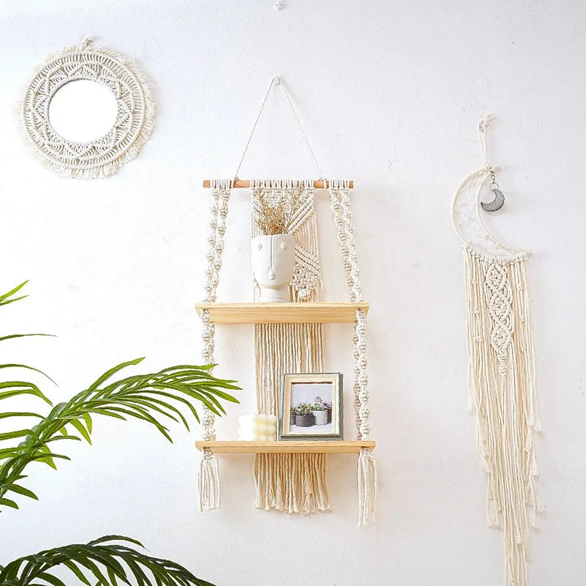 Macramé Wall Hanging Shelf – Boho Home Decor