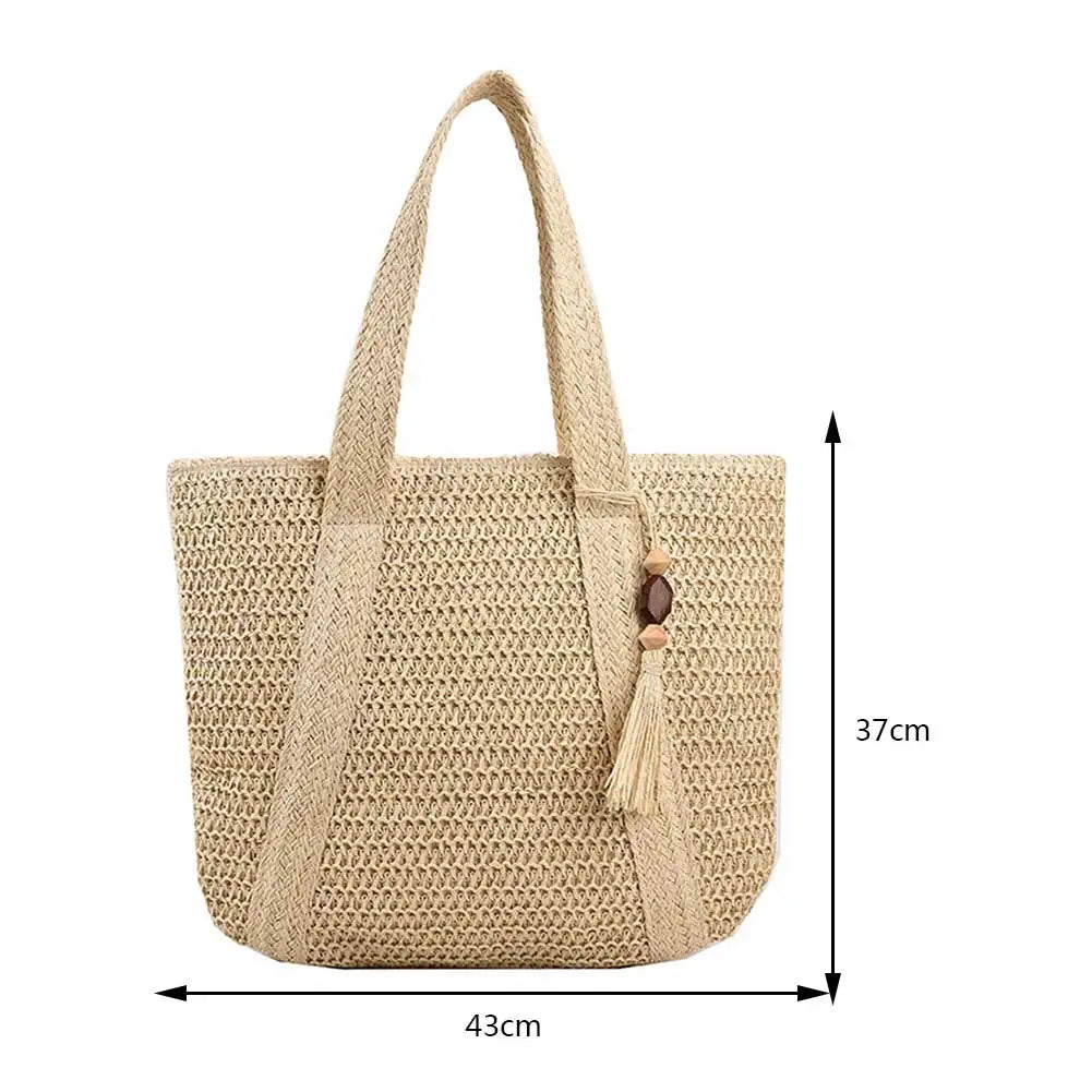 Handwoven Raffia Straw Bag – Summer Boho Tote