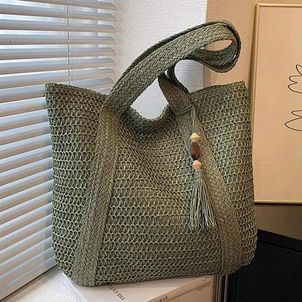 Handwoven Raffia Straw Bag – Summer Boho Tote