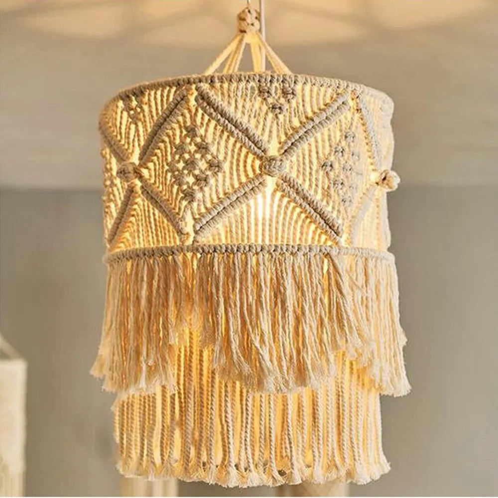 Handmade Macramé Lamp Shade – Boho Hanging Light Cover