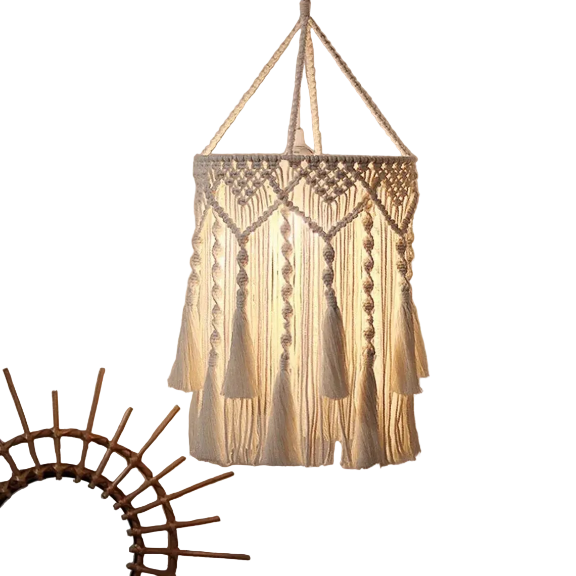 Handmade Macramé Lamp Shade – Boho Hanging Light Cover